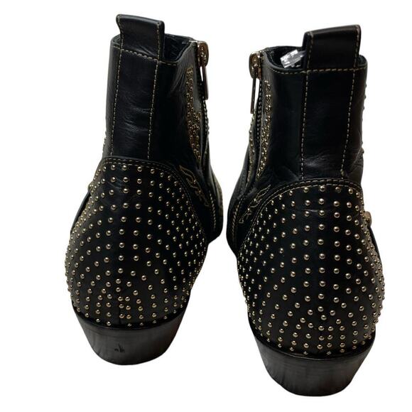 Anine Bing Penny Leather Studded Buckle Pointed Toe Ankle Boots Black Size 8 - Picture 5 of 10
